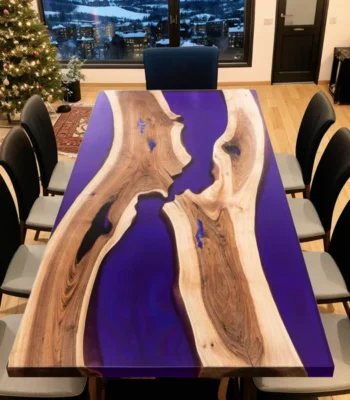 Custom Walnut Epoxy Resin River Table Purple Resin RXT